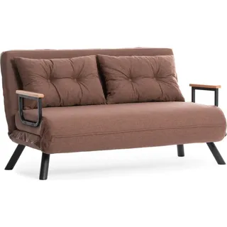 2-Sitzer SchlafsofaMerak, Verwandelbares Sofa, Lineare Stoffstruktur, Schlafsessel mit Stauraum, 133x78 h78 cm, Sand - Braun