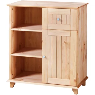 Unterschrank WELLTIME "Venezia Landhaus", beige (natur), B:63cm H:75,5cm T:33cm, Massivholz, Schränke, Unterschrank, Badmöbel, aus massiver Kiefer, 1 Tür, 1 Schublade, Breite 63 cm