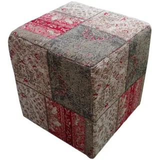 Kayoom Pouf , Grau, Rot, Beige , Textil , Füllung: Polyester, Baumwolle (recycelt) , 42x42x45 cm , Wohnzimmer, Sessel, Hocker & Hockerbänke, Poufs