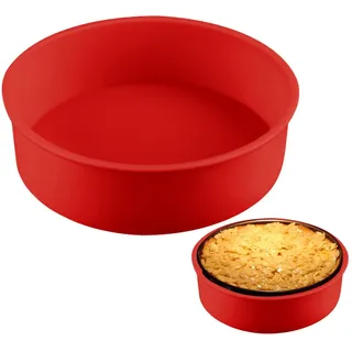 LOQJSS Käsekuchen-Schutz, 25,4 cm, runde Springform, Silikon, für Käsekuchen, Wasserbad, runde Kuchenform, Backform, verhindert das Eindringen von Wasser in die Springform (Größe: 25,4 cm/rot)