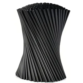 HomeGarden Wiederverwendbare Schwarze Trinkhalme (100 Stück) - 26 cm x 6 mm Biologisch Abbaubar & Kompostierbar - Ideal für Getränke, Cocktails, Events und Partys - Farbe Schwarz