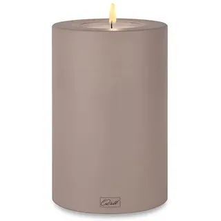 Qult FARLUCE Trend Colour • ∅ 8 cm • Teelichthalter in Kerzenform • Kerze • Kunststoffkerze in Kerzenoptik • Teelichtkerze mit Teelichteinsatz • inkl. 1 Teelicht (Ø 8 x h 18 cm, Taupe)