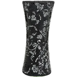 London Boutique Mosaik-Blumenvase, Dekoration, glitzernd, Zylinderform (Zylinder Schwarze Rose)