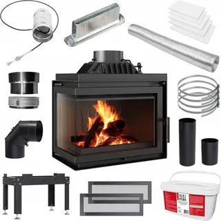 Kamineinsatz Gusseisen KRATKI SIMPLE links 8 kW Ø 200 Set
