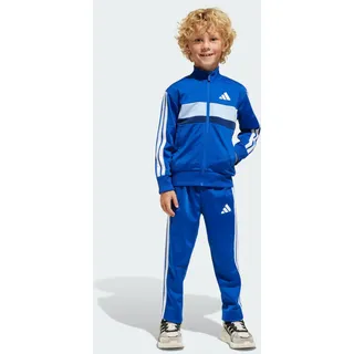 adidas Unisex Kids SEASONAL ESSENTIALS TIBERIO 3 STRIPES TRICOT TRACKSUIT, Royal Blue/White/Glow Blue, 3-4 Years