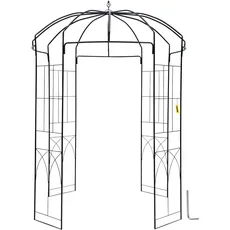 VEVOR Gartenlaube in Vogelkäfigform, 2,4 m hoch, 1,6 m breit, robuste Schmiedeeisenlaube, Hochzeitsbogenspalier zum Klettern an Weinreben im Garten, Hinterhof, Rasen, Terrasse, Schwarz