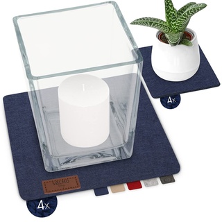 sølmo I Design Untersetzer Filz Eckig Groß & Klein - 8er Set für Vasen, Gläser, Blumen, 20cm & 10cm I Filzuntersetzer Eckig I Glasuntersetzer Tischuntersetzer I Topfuntersetzer, Blau (Night Blue)