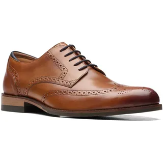 Budapester CLARKS "Craft Arlo Limit", Herren, Gr. 41, braun, Leder, Lyralochung, Schuhe Budapester, Business Schuh, Schnürschuh mit Softfußbett