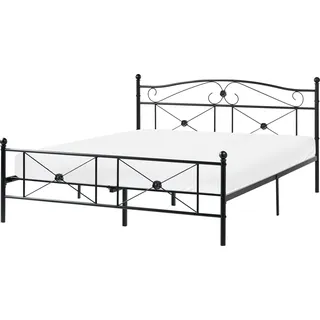 BELIANI Metallbett Schwarz 160 x 200 cm Mit Lattenrost Stabile Konstruktion Metall Verzierungen Romantisch Klassisch - Schwarz