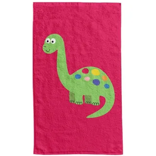 damaloo Kinderhandtuch 30x50cm mit Dino Motiv aus Baumwolle - Händetuch für Jungen – Gästehandtuch - Gesichtstuch – Rotes Handtuch - Kleiner Waschlappen 30x50 cm - Kinder Handtuch klein