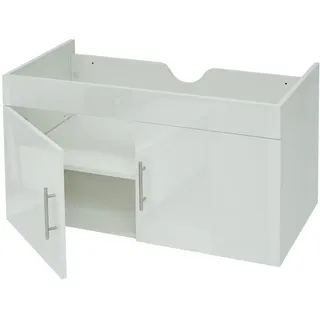 MCW Waschbeckenunterschrank Weiß , Holz , 90x48x46 cm , Badezimmer, Badmöbel, Waschbeckenunterschränke