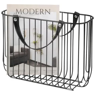 eluno Zeitungsständer, schwarz , Metall , 36x26.5x15.5 cm , Wohnzimmer, Kleinmöbel, Zeitungsständer