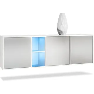 Vladon Sideboard Cuba Türen in Hellgrau seidenmatt , Holzwerkstoff , 182x53x35 cm , Kleinmöbel, Kommoden, Sideboards