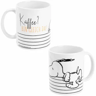 United Labels The Peanuts Tasse 320 ml, Kaffee? Bin gleich da!, Weiß, Kaffeebecher aus Keramik, Kaffeetasse, Snoopy Geschenke