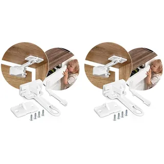 Reer 71090 Schubladen-Sicherung extra flach für Besteckschubladen, Schubladen mit eingebauten Besteckkästen usw, weiß (Packung mit 2)