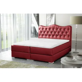 Boxspringbett Schlafzimmerbett SULTAN Kunstleder Rot 120x200cm - Schwarz