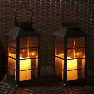 Solar Laterne, Tomshine 2er SolarLaterne mit Kerzen Lichteffekt Solarlampe für Außen im Freien hängende dekorative Beleuchtung für Garten