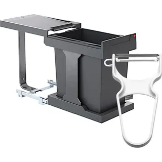 Hailo Abfallsammler 3636001 Solo automatic 20 Liter mit Sparschäler 203025 - Dunkelgrau