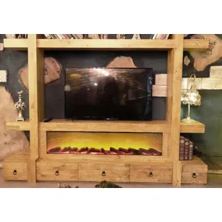Wohnwand tv Holz Schrankwand Wohnwände Fernseh rtv 240x205 Anbau Wand - Braun