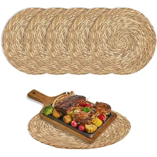 6 Stück 30cm Tischset Rund Jute Gewebte Platzsets Natürliche Platzse