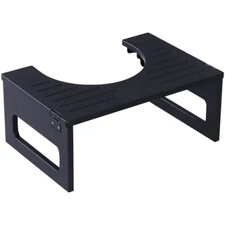 Relaxdays Toilettenhocker, klappbar, Hocker Toilettengang, Erwachsene, Bambus, rutschfest, HxBxT: 18x43x27,5 cm, schwarz