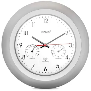 Mebus 19450 Funkwanduhr - Silver - One Size