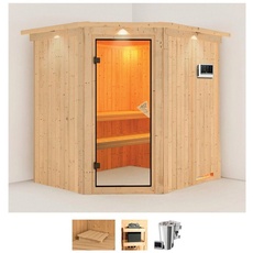 Bild Sauna »Laila«, (Set), 3,6-kW-Bio-Plug & Play Ofen mit externer Steuerung beige