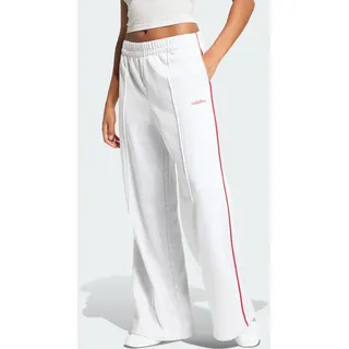 adidas Women's Seasonal Essentials Colorpop Pants with Embroidered Graphic, Light Grey Heather/Active Maroon, S