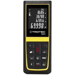 TROTEC BD21 Entfernungsmesser Digitales Messgerät Entfernung | Reichweite bis 70 m, 90°-Neigungssensor, IP54, Wasserwaage, Abschaltautomatik, Timerfunktion