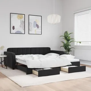 vidaXL Tagesbett Ausziehbar mit Schubladen Schwarz 100x200 cm Samt