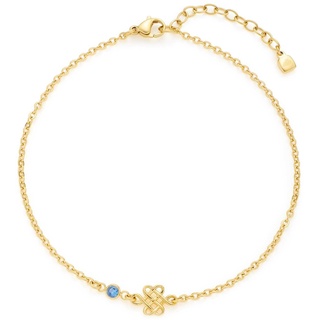 Leonardo Ciao Arina Fußkettchen, Fuss-Kette aus Edelstahl, Unendlichkeit Symbol, Glas-Kristall blau, gold 23,5-27,5 cm, Damen Schmuck, 022984