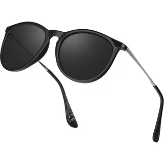 Perkanion Damen Sonnenbrille Polarisierte Runde Cateye Retro Vintage Sunglasses UV400 Schutz