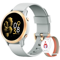 IOWODO Smartwatch IP68 Fitness Tracker Uhr Touchscreen Damen Uhren Watch für Android IOS, IP68 Aktivitätstracker mit Blut Sauerstoff Pulsmesser Schlafmonitor Sportuhr Musiksteuerung (Grau)