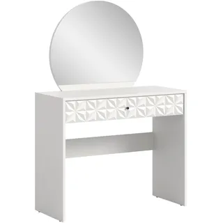 xonox.home - Schminktisch Prisma 90x133x39 cm in weiß Melamin und weiß Hochglanz - Frisierkommode Schreibtisch Frisiertisch Kosmetiktisch Konsolentisch