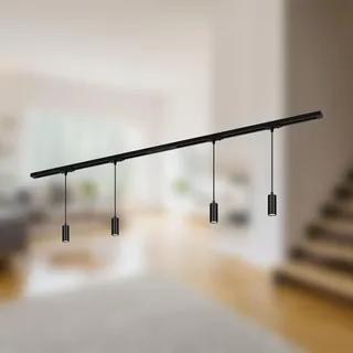 Briloner - Schienensystem Rail Komplettset, 4x LED Pendel dimmbar, Lampen, Lichtschienensystem Decke, Strahler Schiene, Deckenlampe, Deckenleuchte, Pendellampe, Pendelleuchte, 1,5m,