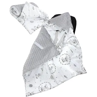 TupTam 2er Set Baby Decken Einschlagdecke 85x85 cm für Autositz Babyschale Babydecke Wiegendecke Minky Baumwolle, Farbe: Rehe/Grau, Größe: Herbst/Winter - 85 cm x 85 cm