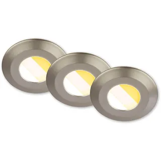 Briloner 3er Set LED Bad Einbaustrahler Dimmbar Nickel