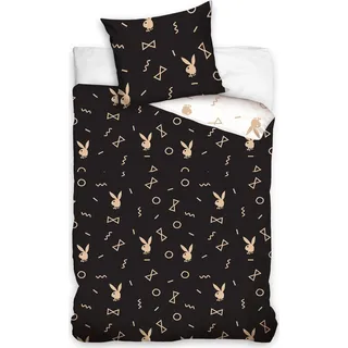 Baumwollbettwäsche Playboy Gold - Schwarz
