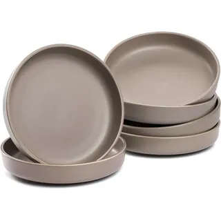LEONARDO HOME Speiseteller ROMA 6er Set • Ø 19,7 cm • Mikrowellen- & Spülmaschinengeeignet • stapelbar • Geschirr für 6 Personen • Steingut-Teller, leicht matte Oberfläche • taupe • 027923