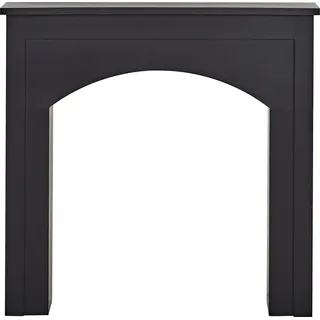 BELIANI Kaminumrandung Schwarz MDF-Platte mit Sockel Schmal Retro Stil Klassisch Kaminkonsole Kaminattrappe Wohnzimmer Schlafzimmer Flur Esszimmer