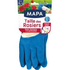 Mapa - Rosengröße – Gartenhandschuhe aus Latex mit Textil, 100% Baumwolle – durchstoßsicher – ideal zum Beschneiden von Dornen – 1 Paar – Blau – Größe XL
