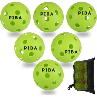 PIBA Sports Indoor Picklebälle 6er Set Grün 26 Löcher mit Netz