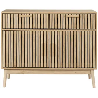 HOME DECO FACTORY, HD0091, Holz-Sideboard im modernen Design mit 2 Schubladen und Doppeltür, ideal für Aufbewahrung und Dekoration, Maße 100 x 35 x 80 cm, braune Farbe