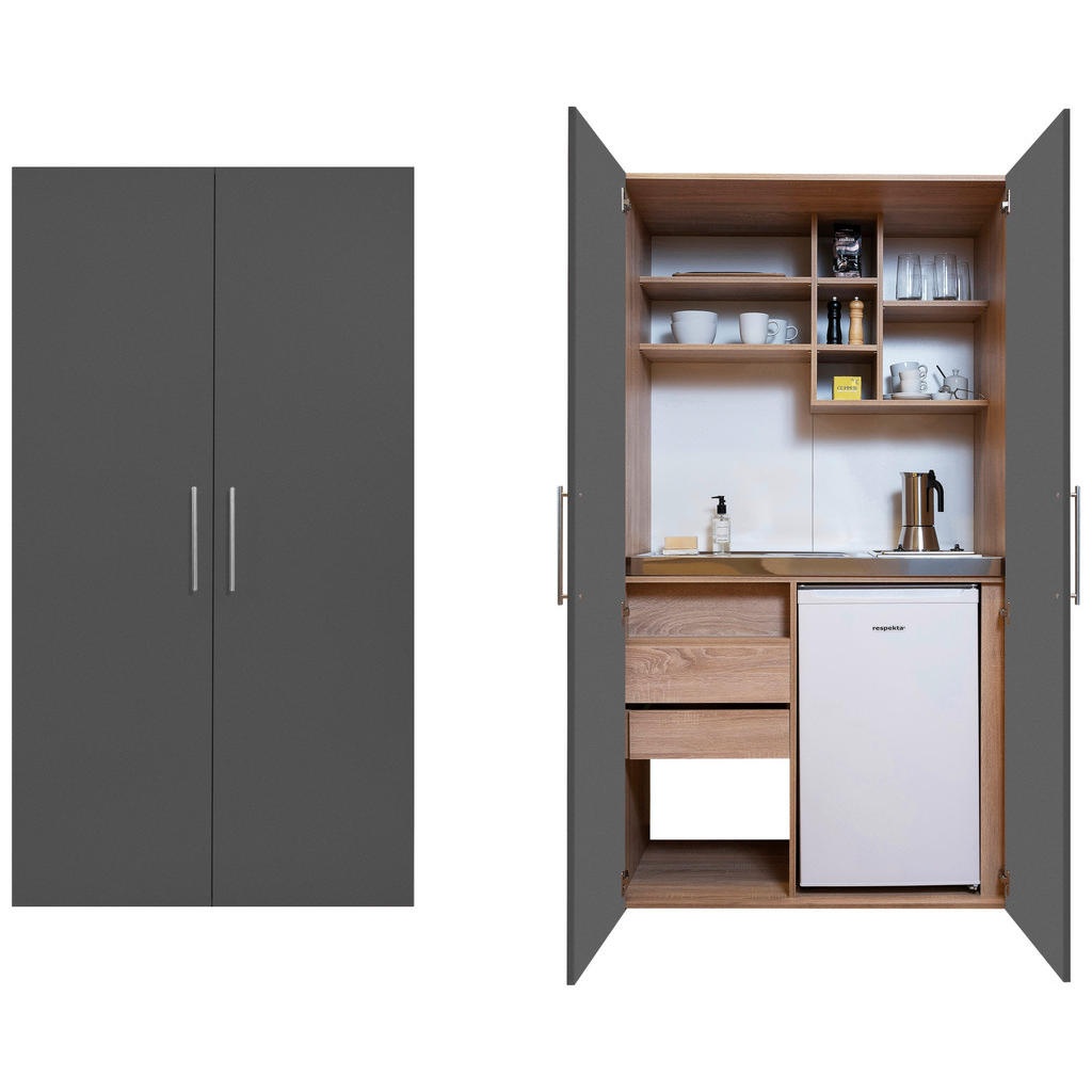 Bild von Schrankküche mit Kühlschrank + Kochfeld 104 cm
