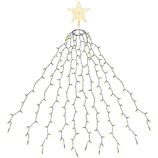 salcar 3m Weihnachtsbaum Lichterkette LED mit Weihnachtsbaumspitze Stern, 10 Girlanden und Sternspitze, 9 Beleuchtungsmodi und Memory-Funktion, Warmweiß