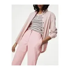 Womens M&S Collection Schmal geschnittene Chinohose mit hohem Baumwollanteil und Teefärbung - Light Pink, Light Pink, 6-REG