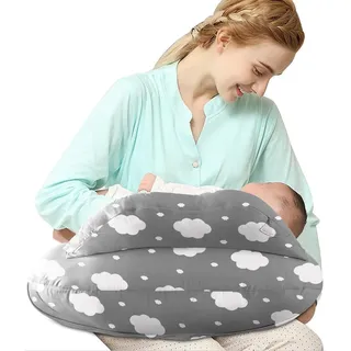 Shanna Stillkissen XXL, Flaschenfütterung Still Kissen, Multifunktionales Nursing Breastfeeding Pillow mit Waschbarem Bezug aus 100% Baumwolle, Verstellbare Taillengurtunterstützung