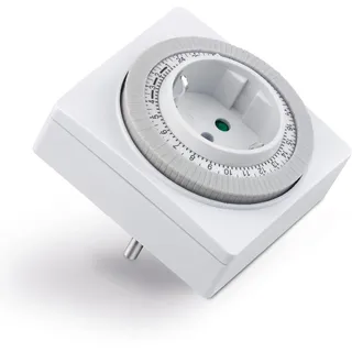 conecto Zeitschaltuhr mechanisch für die Steckdose, 24 Stunden Timer, 96 Schaltsegmente, Schalter für Ein/Auto, IP20, 3500 Watt, weiß