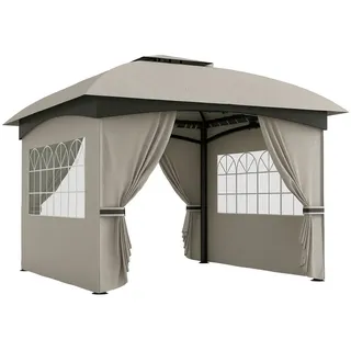 Outsunny Pavillon 3,4 x 3,4 m inkl. 4 Seitenteile Hellgrau