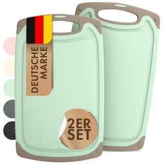 Blumtal Frühstücksbrettchen Kunststoff 25x15 cm im 2er Set - Brettchen spülmaschinenfest - Frühstücksbretter Kunststoff BPA-frei - schönes Schneidebrett klein - robustes Schneidebretter Set Grün